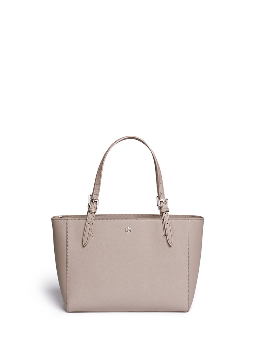 Tory Burch 'York' Small Leather Buckle Tote in Gray | Lyst