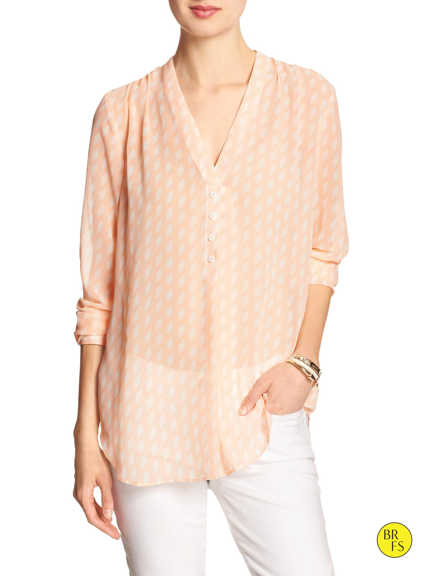 banana republic factory button v neck blouse in pink soft desert pink lyst banana republic factory button v neck blouse in pink soft desert pink lyst