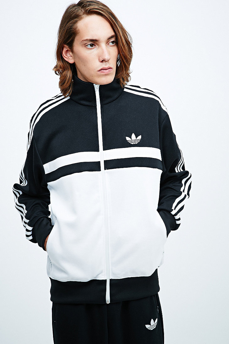 adidas black and white tracksuit top