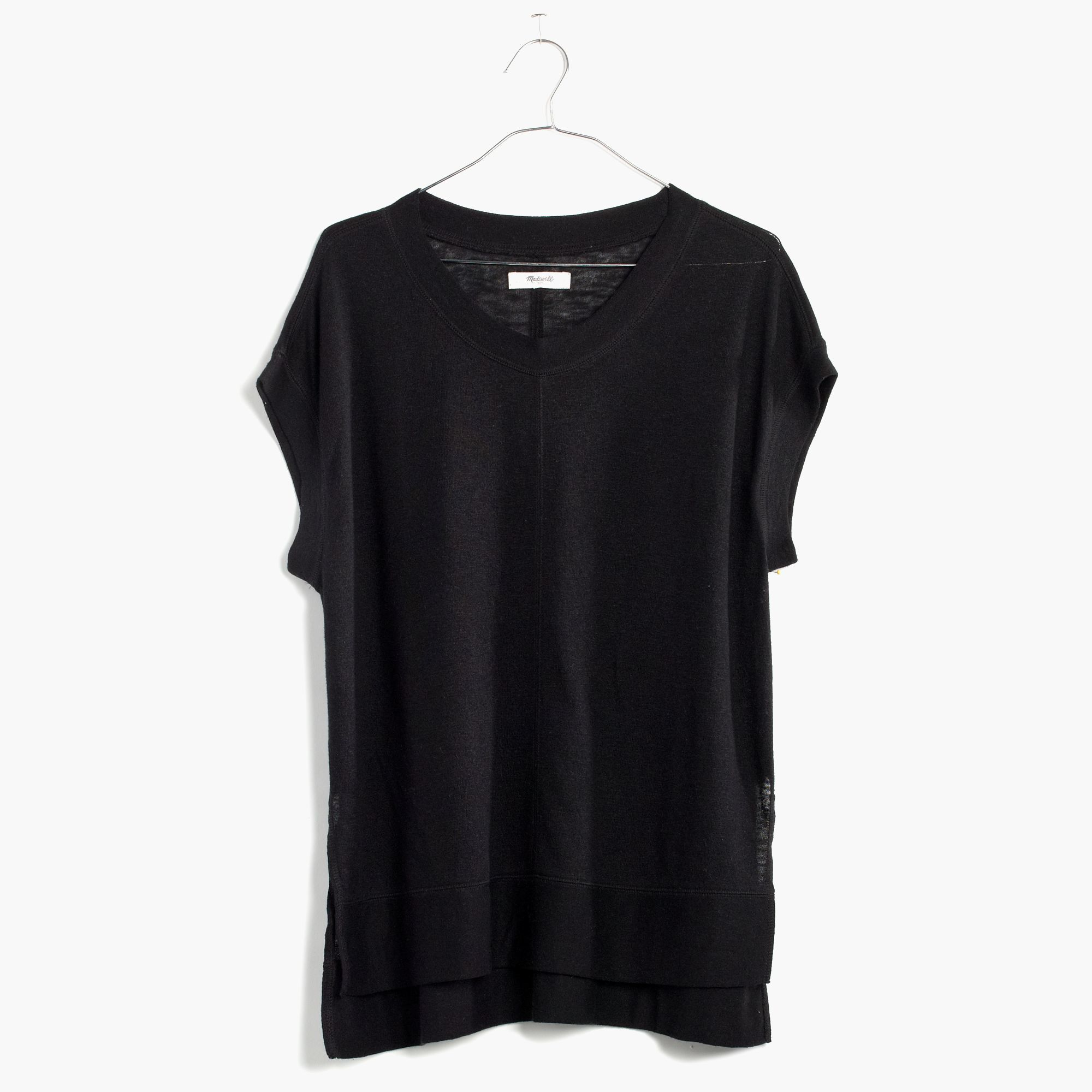 Madewell Linen Side-vent Tunic Tee in Black - Lyst