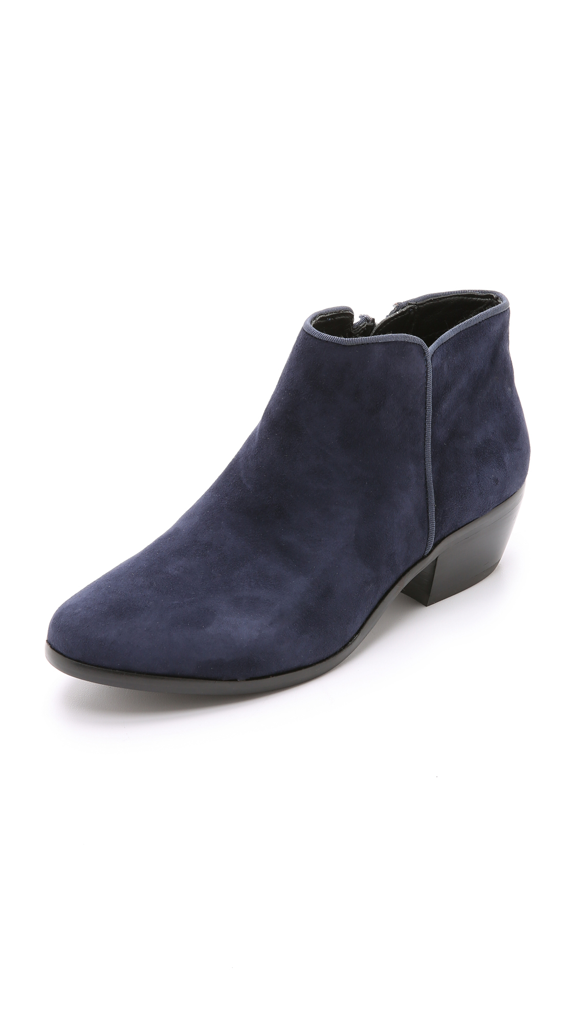 navy booties heels