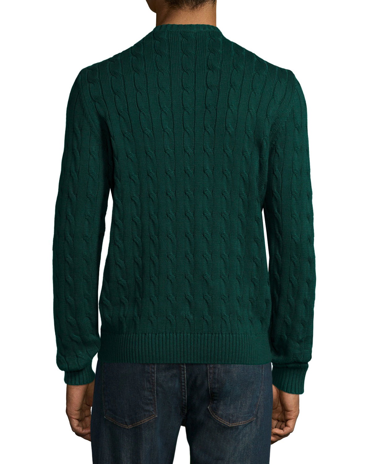 Lacoste Cable-knit Cotton V-neck Sweater in Green for Men - Lyst