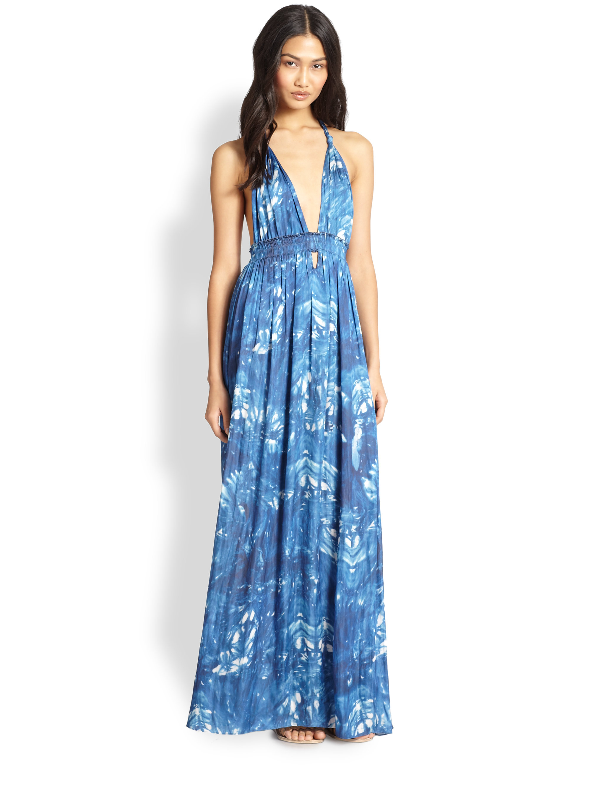 v neck halter maxi dress