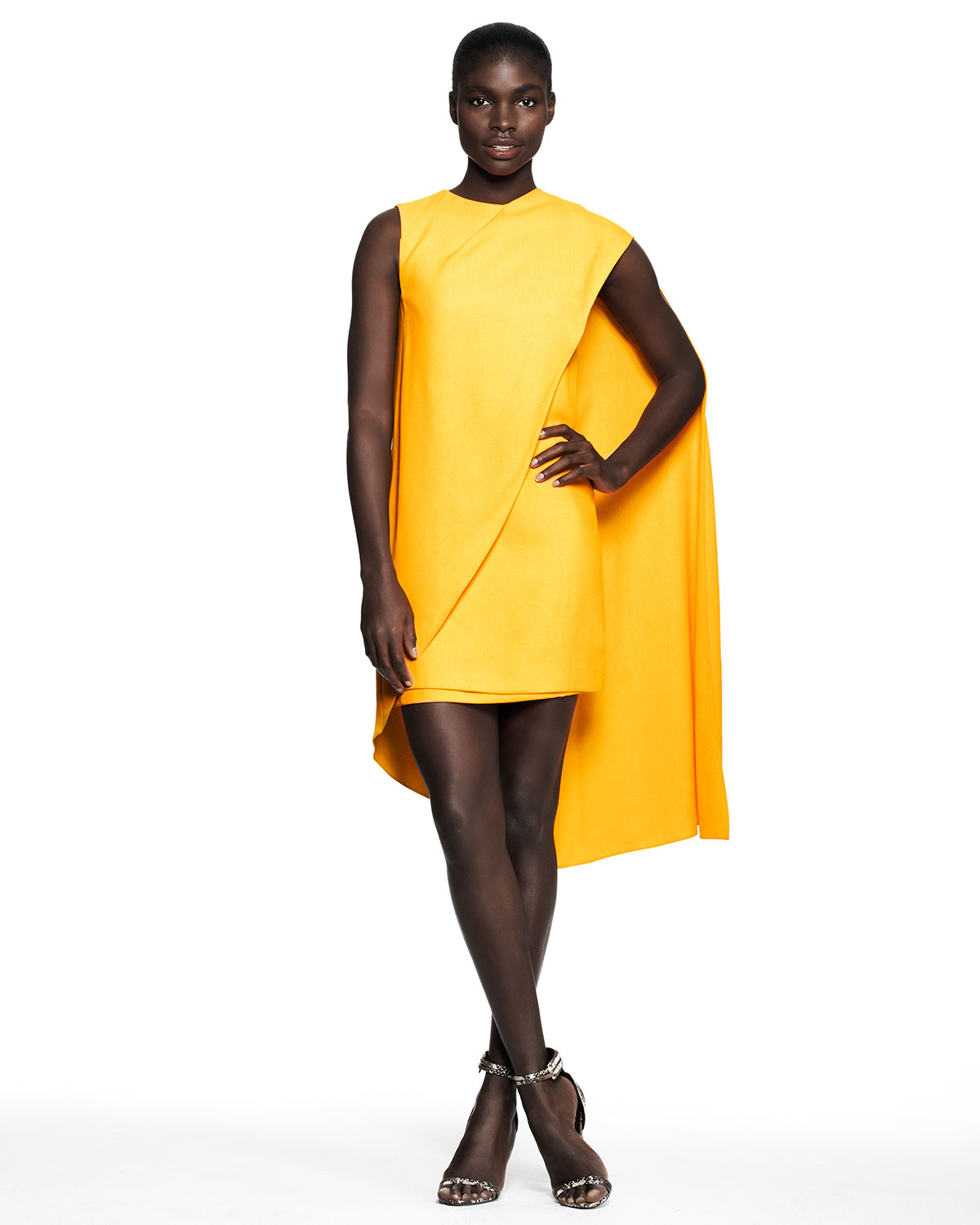 sleeveless cape dress