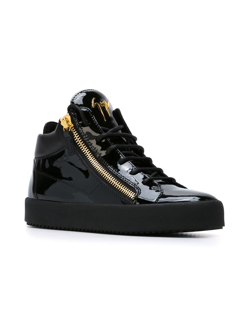 Lyst - Giuseppe Zanotti Patent Leather High-Top Sneakers in Black for Men
