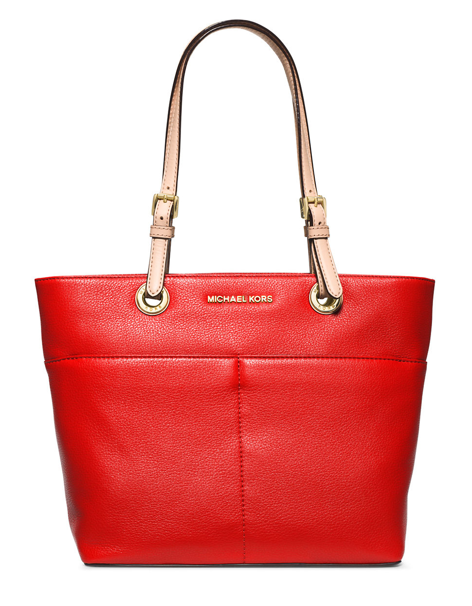 Michael michael kors Bedford Leather Tote in Red (Mandarin) | Lyst