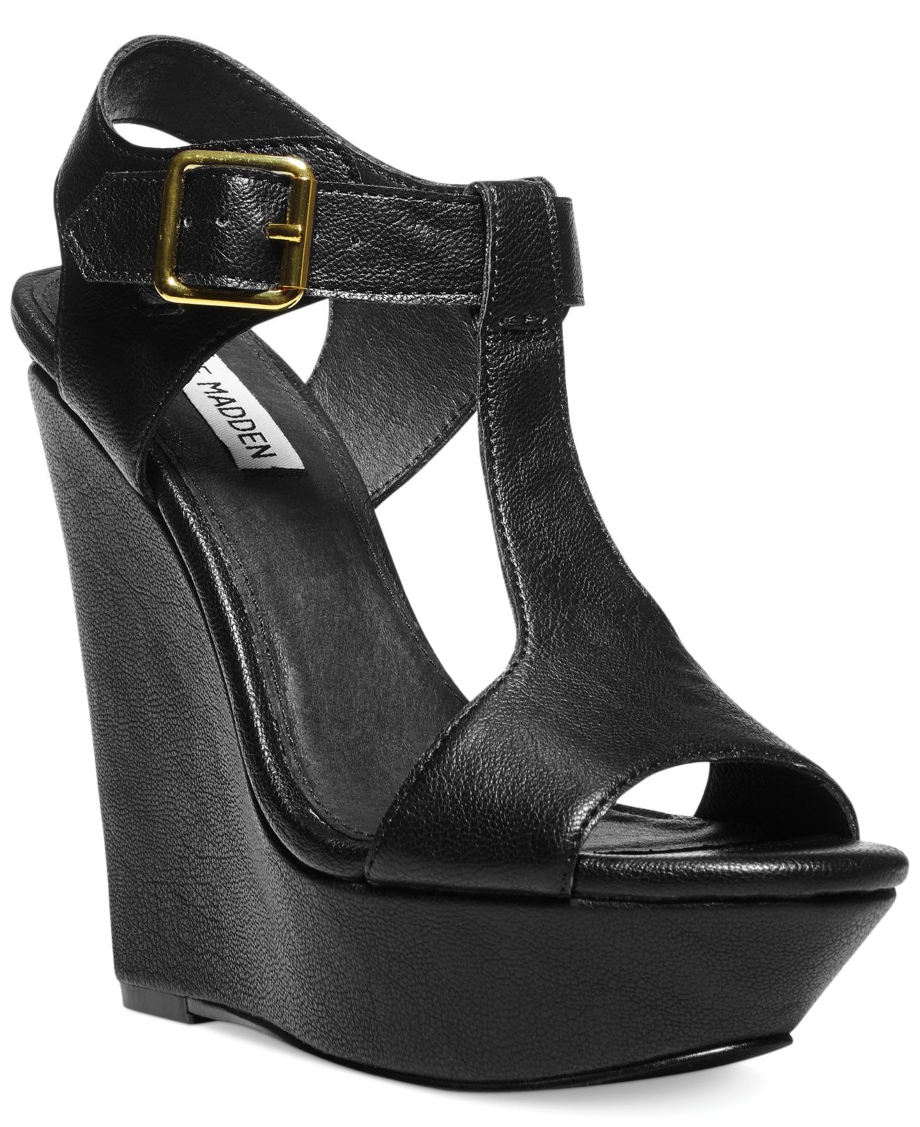 steve madden black leather sandals