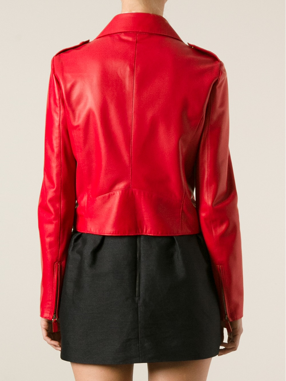 Valentino Leather Jacket in Red - Lyst