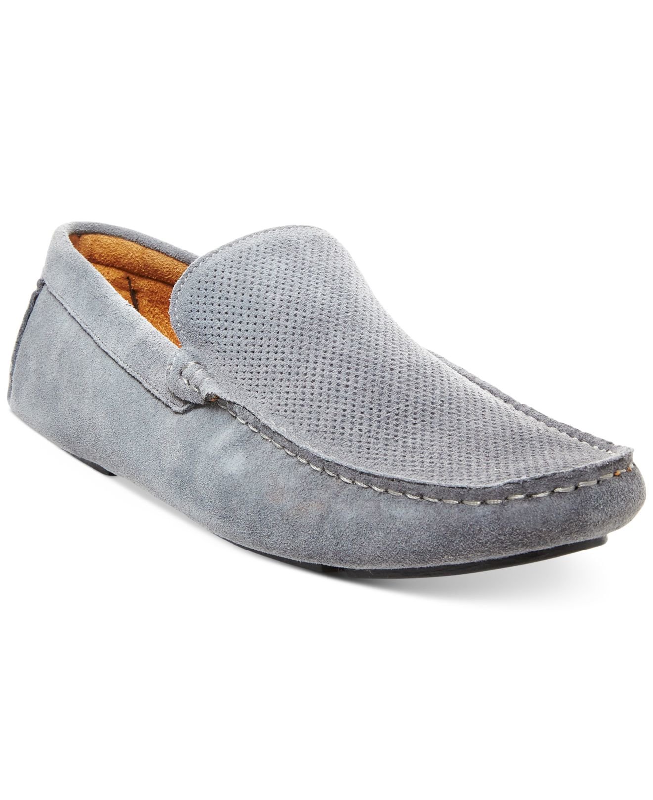 Steve Madden Suede Stitch Loafers in Grey (Gray) for Men | Lyst