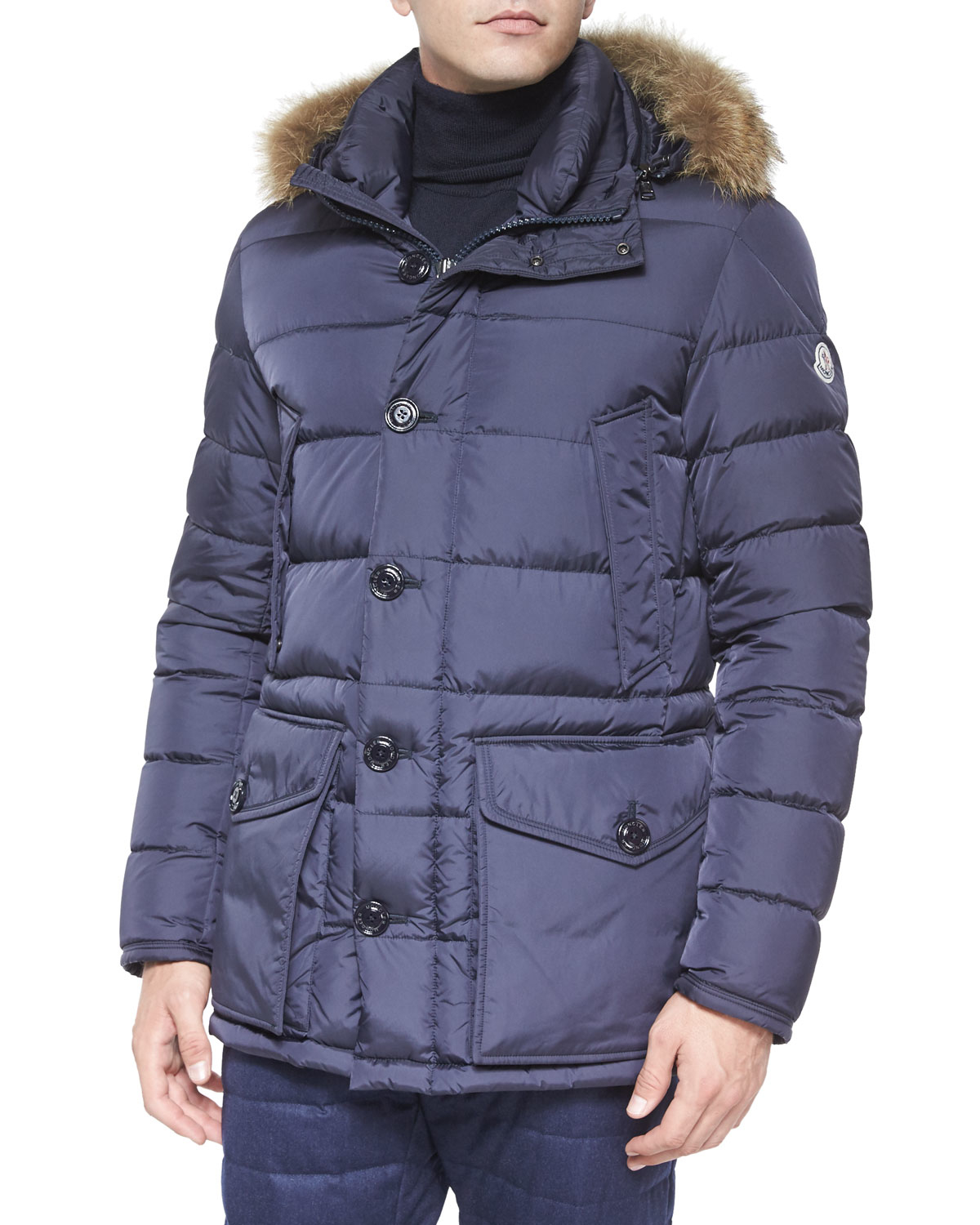 Cluny Nylon Puffer Jacket With Fur Hood 