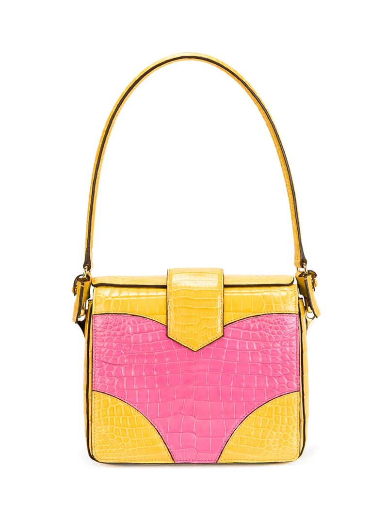 Prada Colour Block Tote in Orange - Lyst