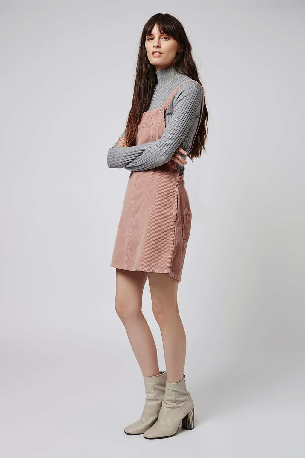topshop pink pinafore dress