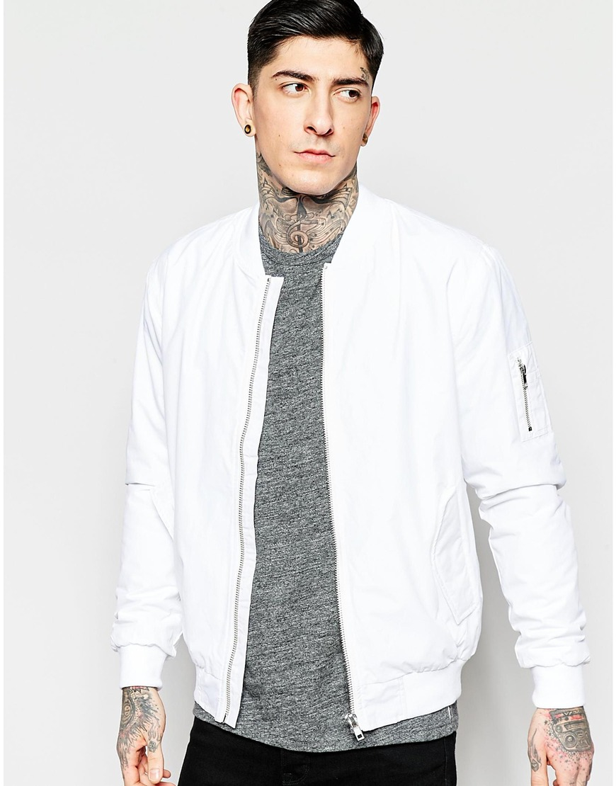 Minimum Cotton Bomber Jacket In White - White for Men | Lyst