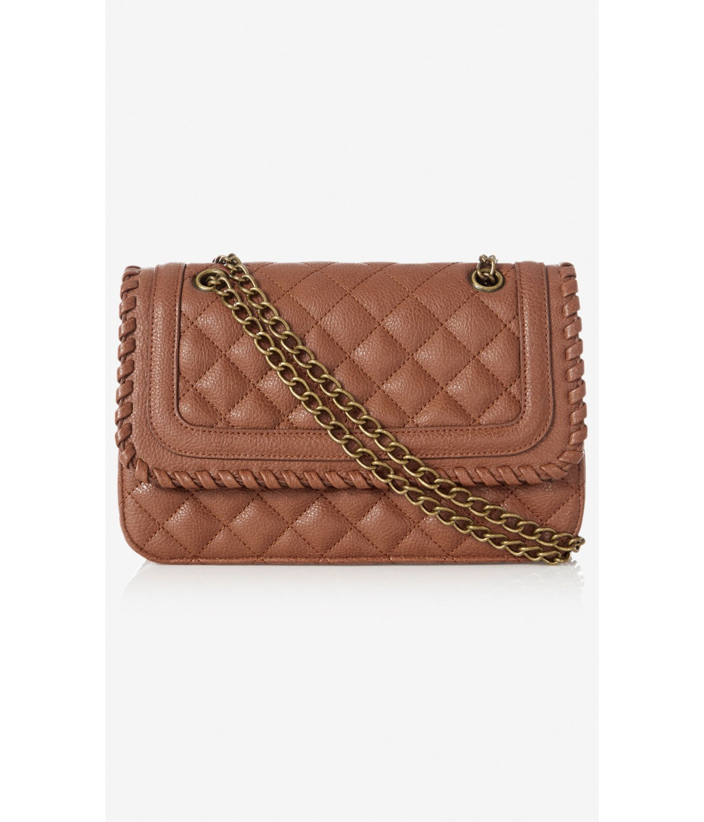Express Whipstitch Quilted Chain Strap Shoulder Bag in Brown - Lyst