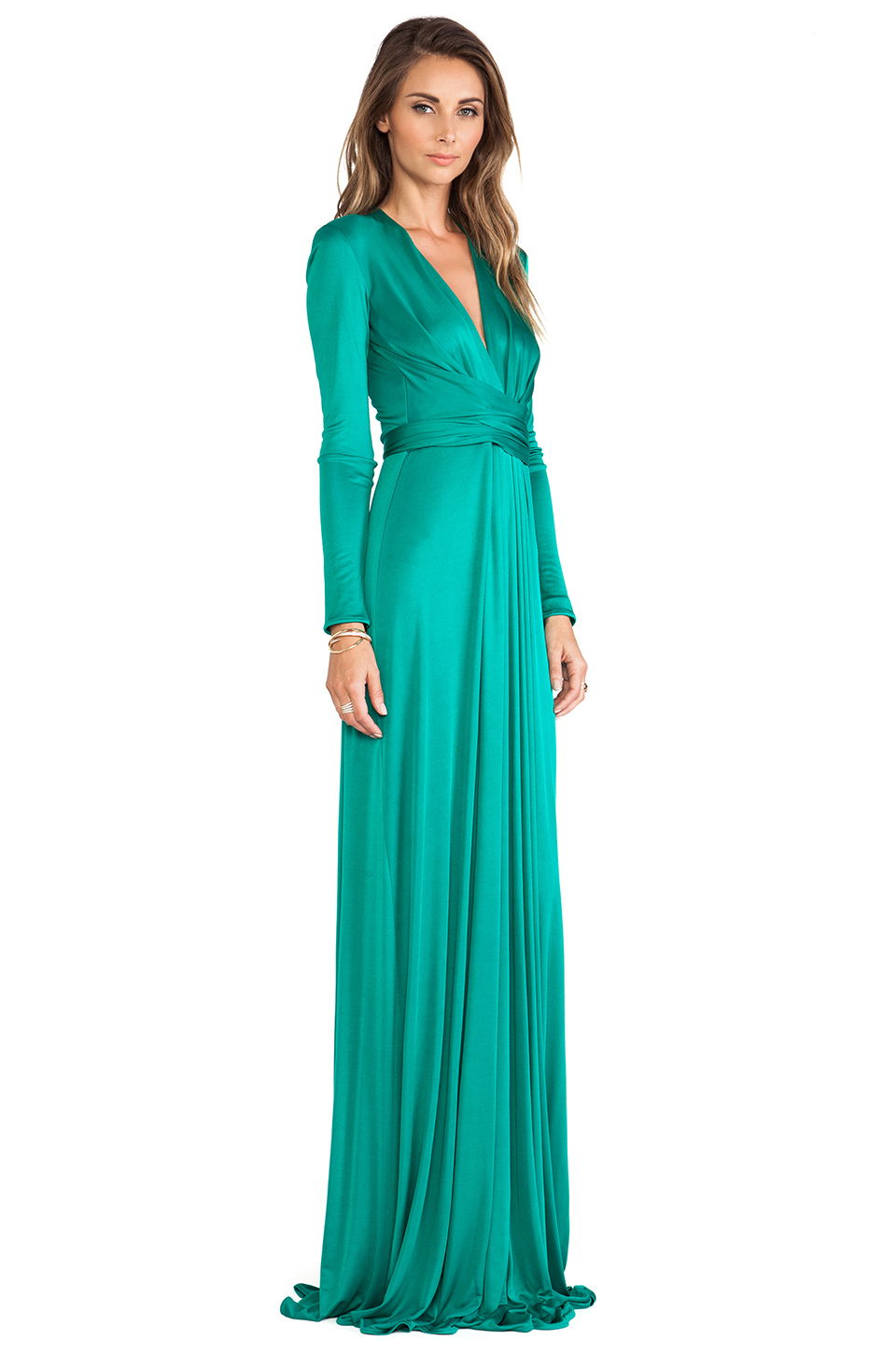 green silk maxi