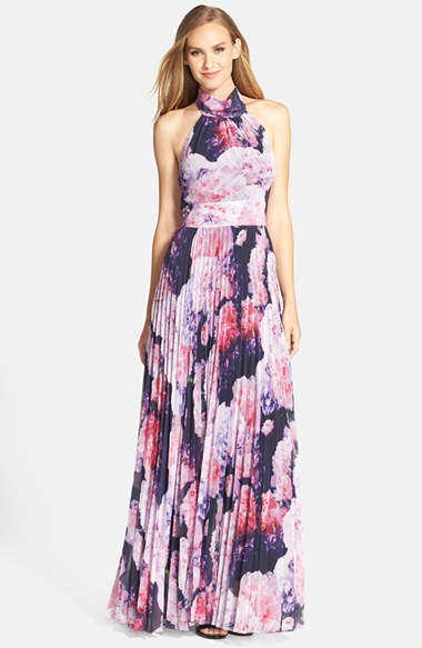 Lyst - Eliza J Floral Chiffon Maxi Dress in Purple