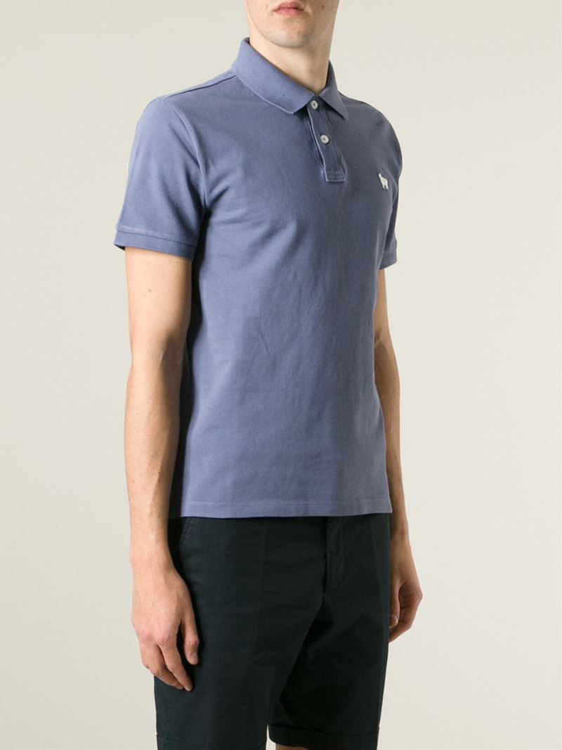 Woolrich Logo Embroidered Polo Shirt in Blue for Men - Lyst
