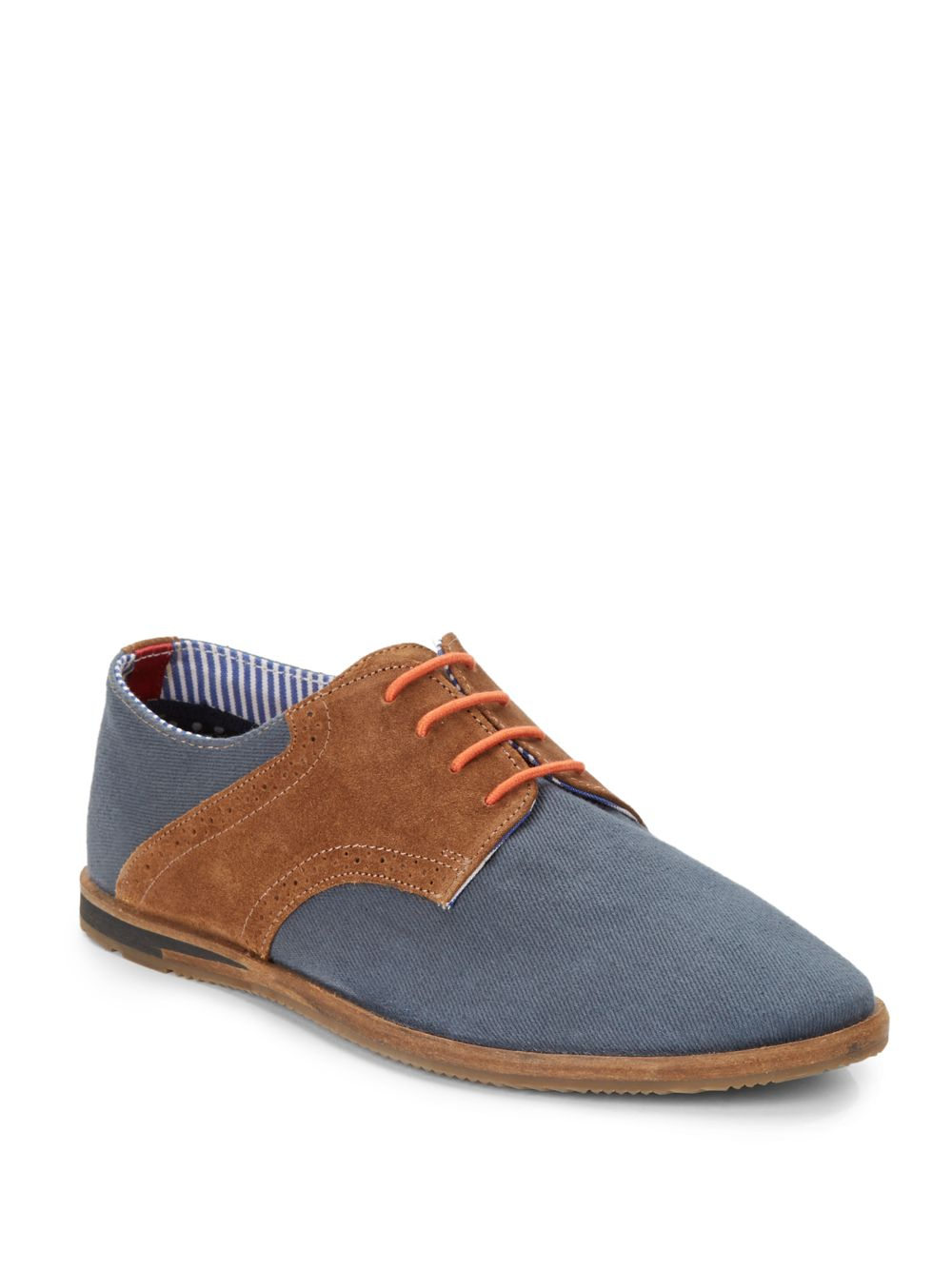 Ben Sherman Marx Canvas Suede Oxford Shoes in Navy Brown