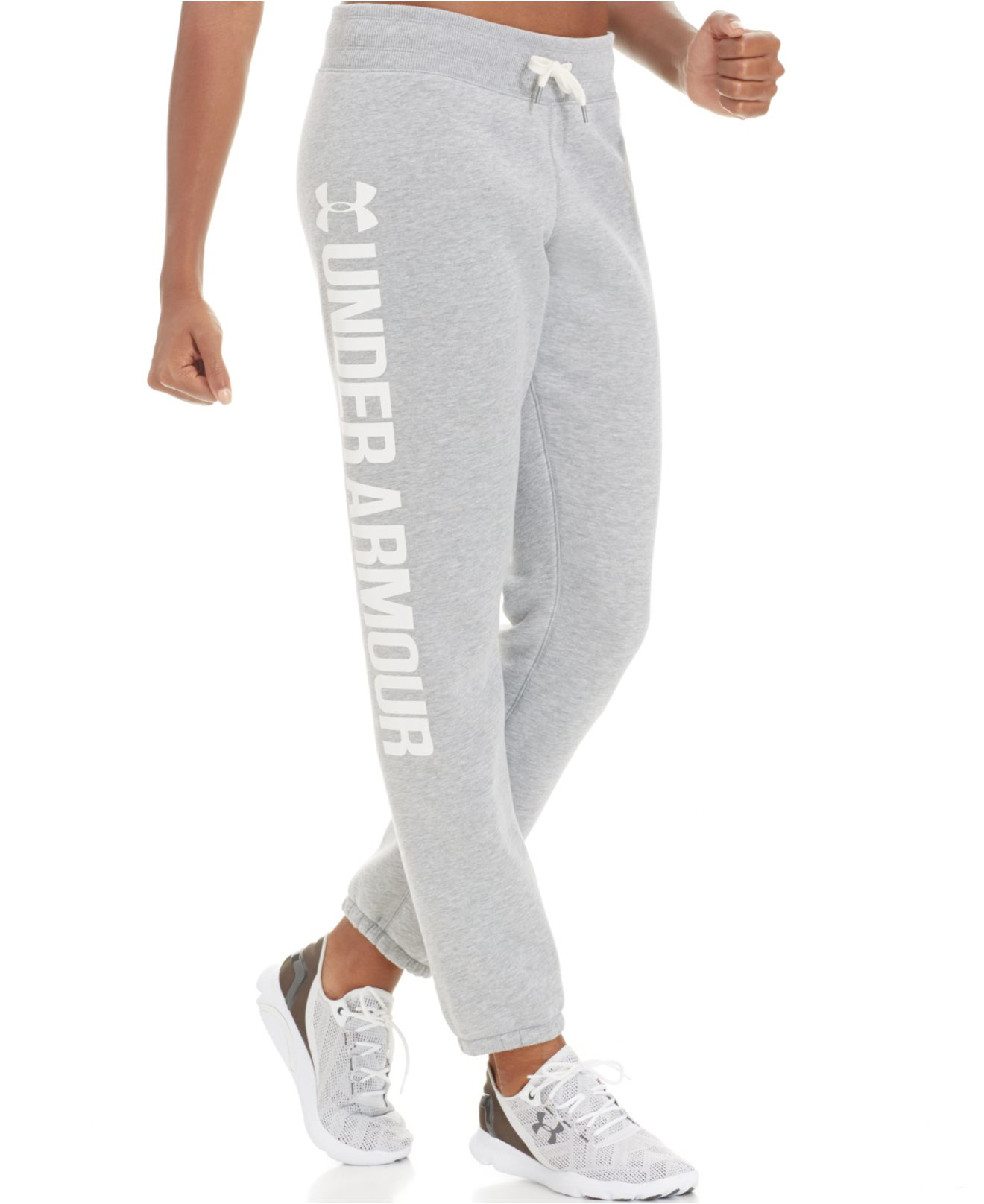 Under Armour Favorite Fleece Sweat Pants in Gray (True Grey/White) | Lyst