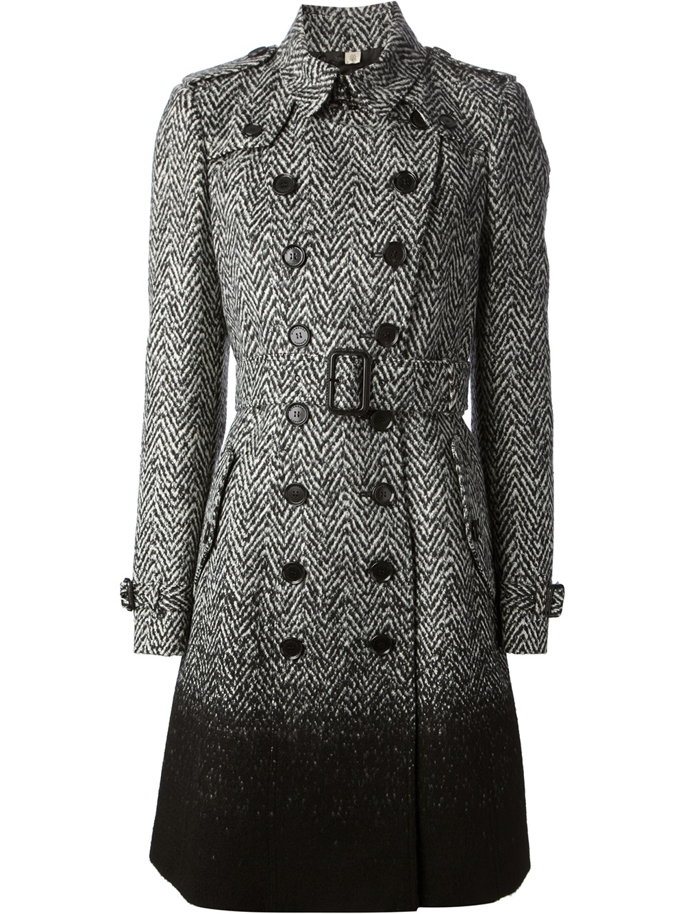 Burberry Herringbone Tweed Double Breasted Coat in Black Lyst