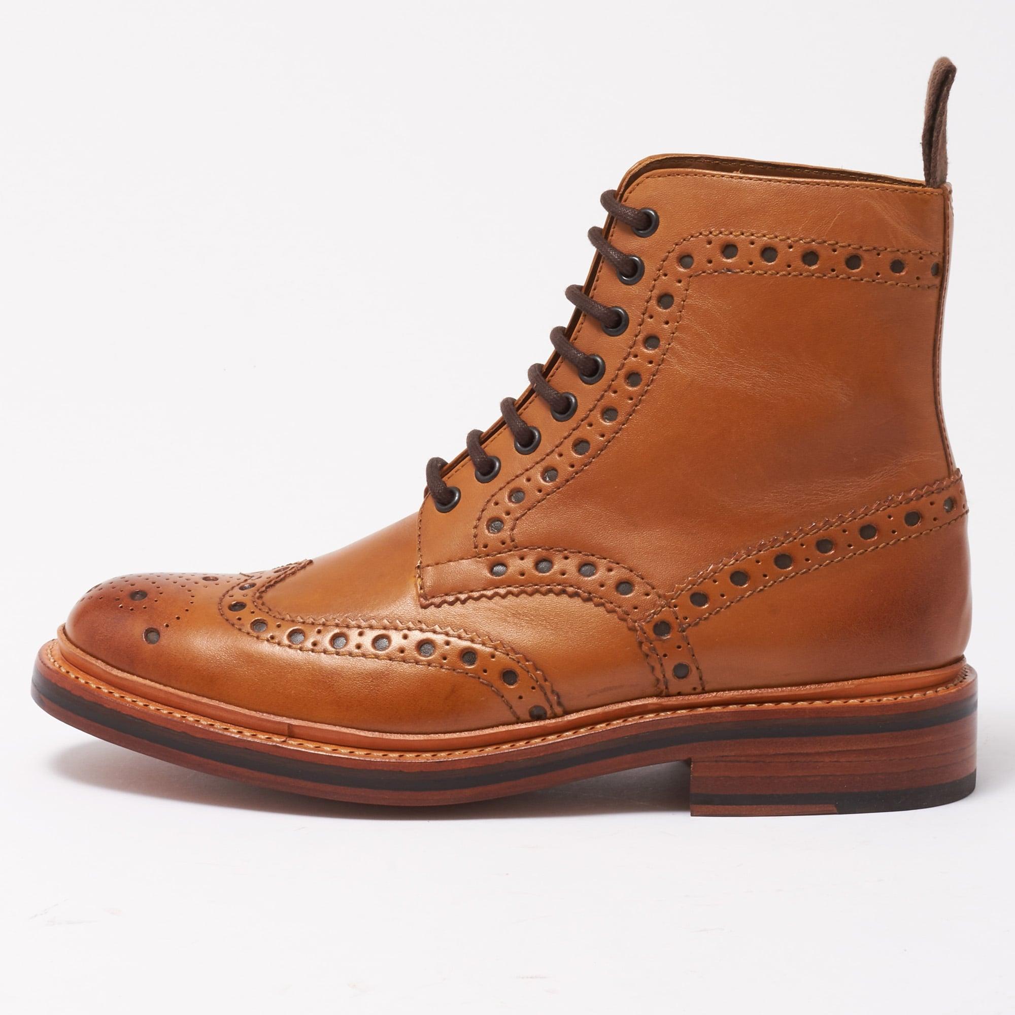 Grenson Leather Fred Calf Tan Brogue Boots 5068/02 for Men - Lyst