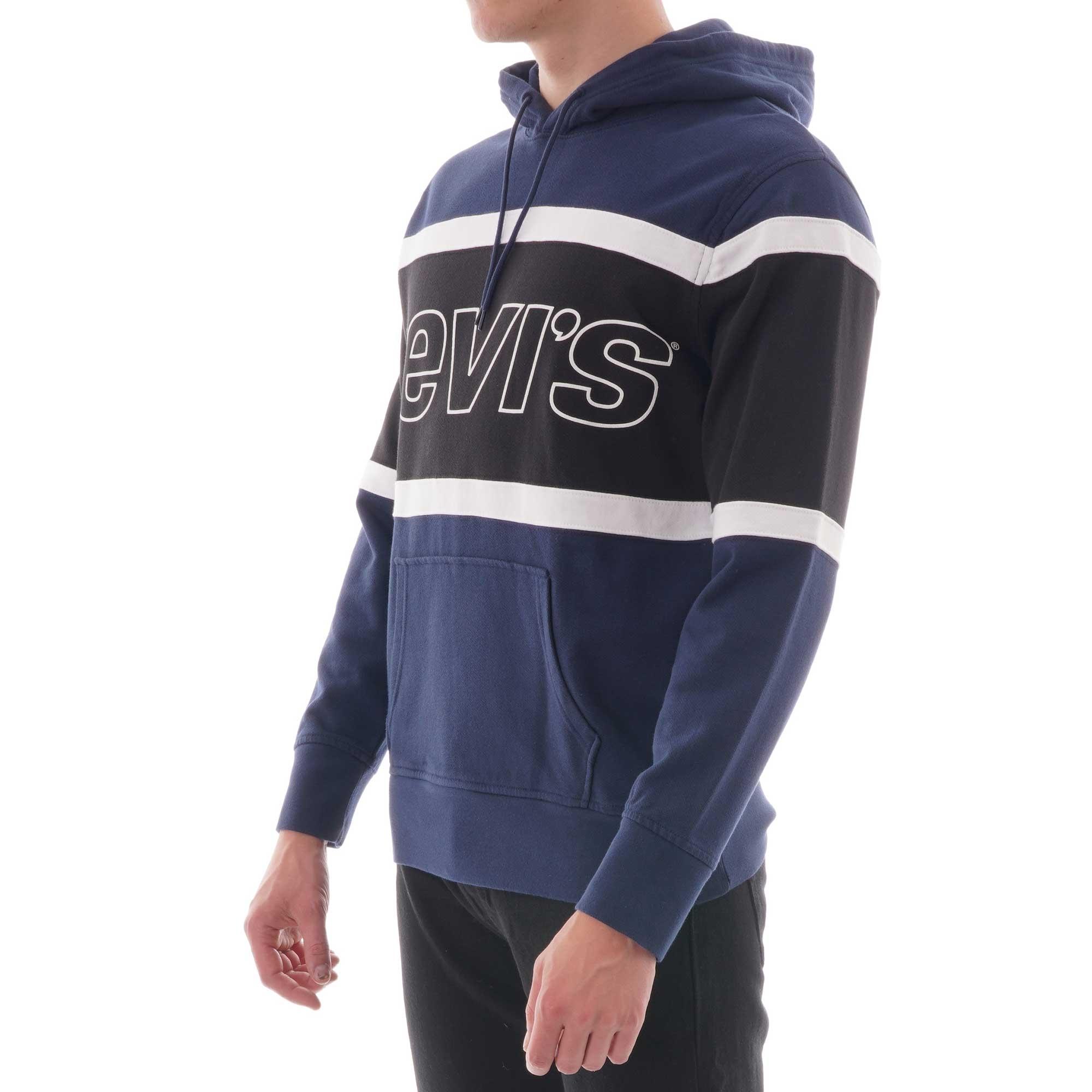 Levi's Cotton Pieced Hoodie in Navy 