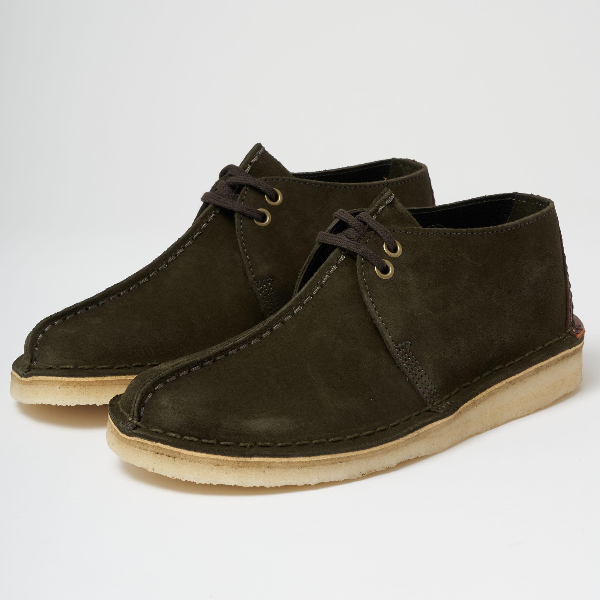 clarks desert trek dark green suede
