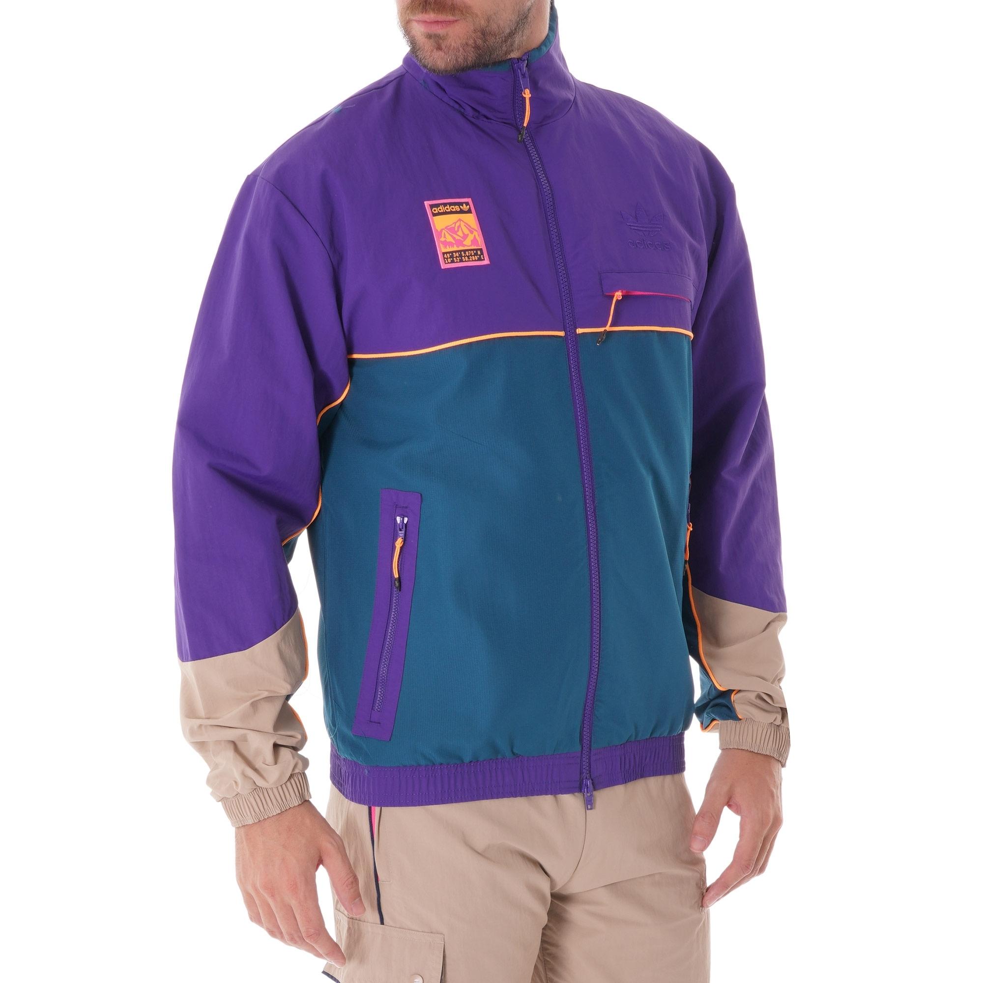 adidas Originals adiplore half zip jacket with hood in purple adidas Originals adiplore half zip jacket with hood in purple