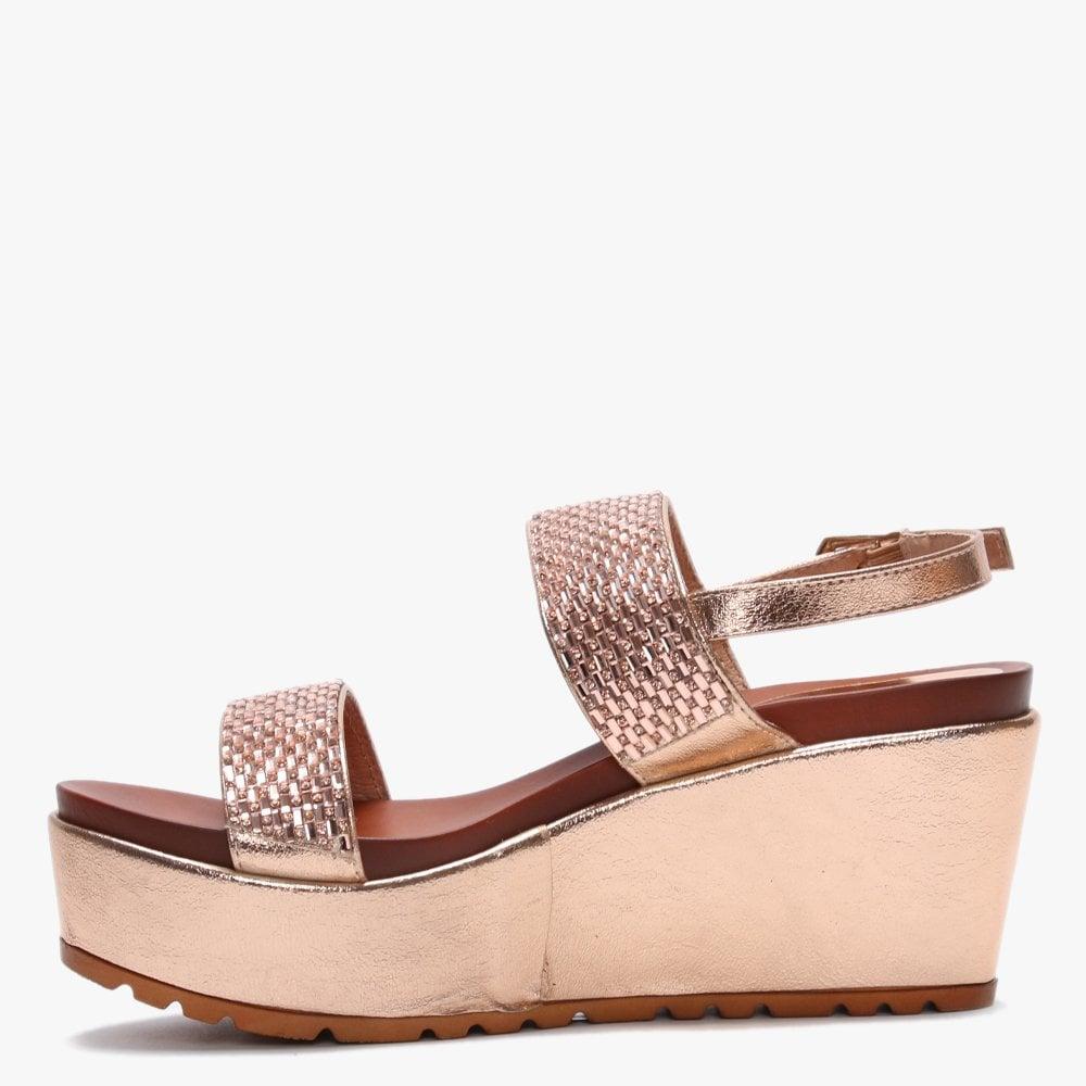 moda in pelle rose gold sandals