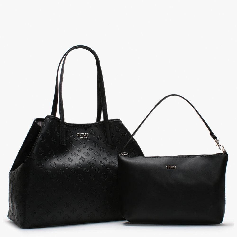 Guess Vikky Large Tote in Black Leather (Black) - Lyst
