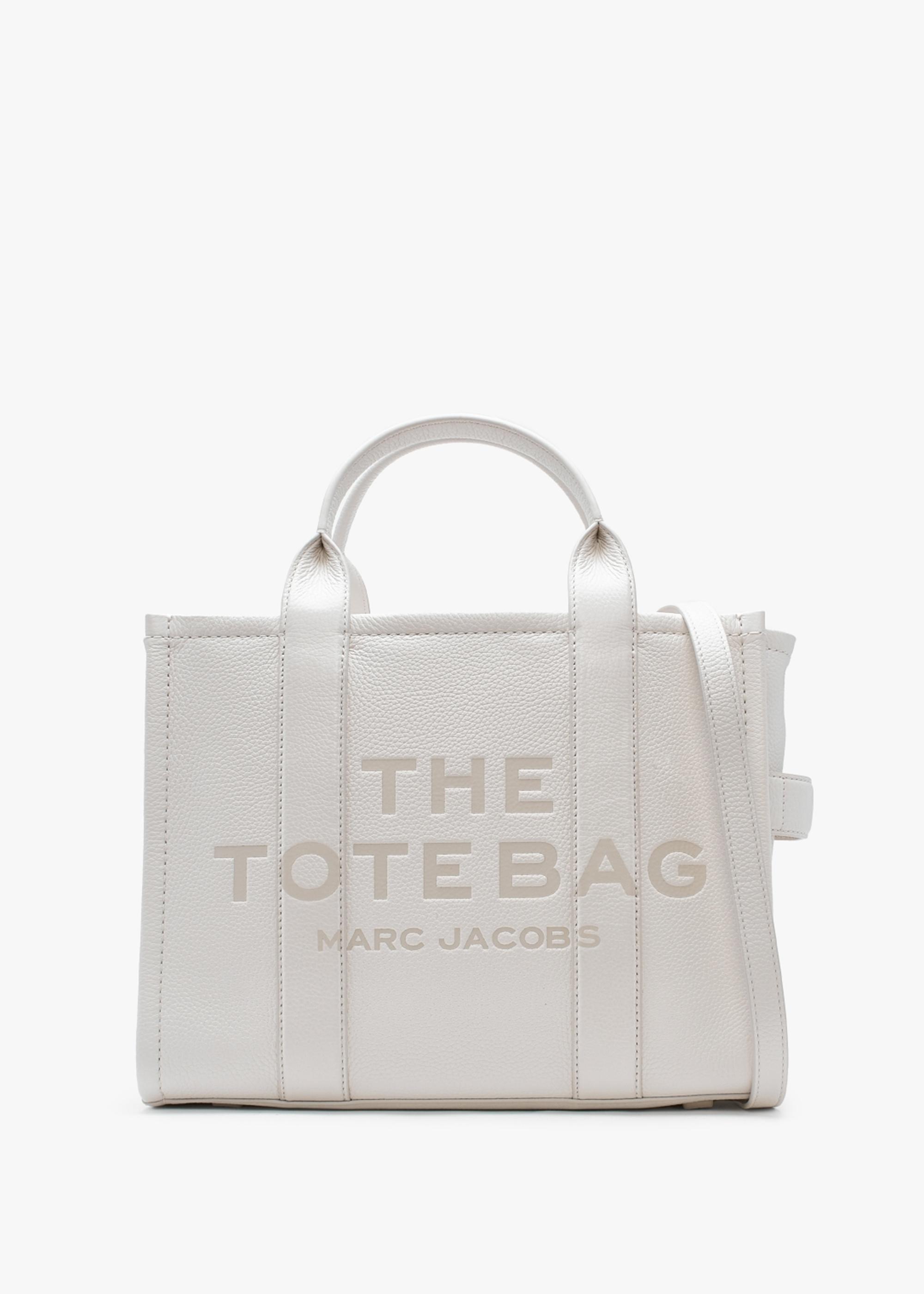 Marc Jacobs The Leather Medium Cotton Silver Tote Bag in White