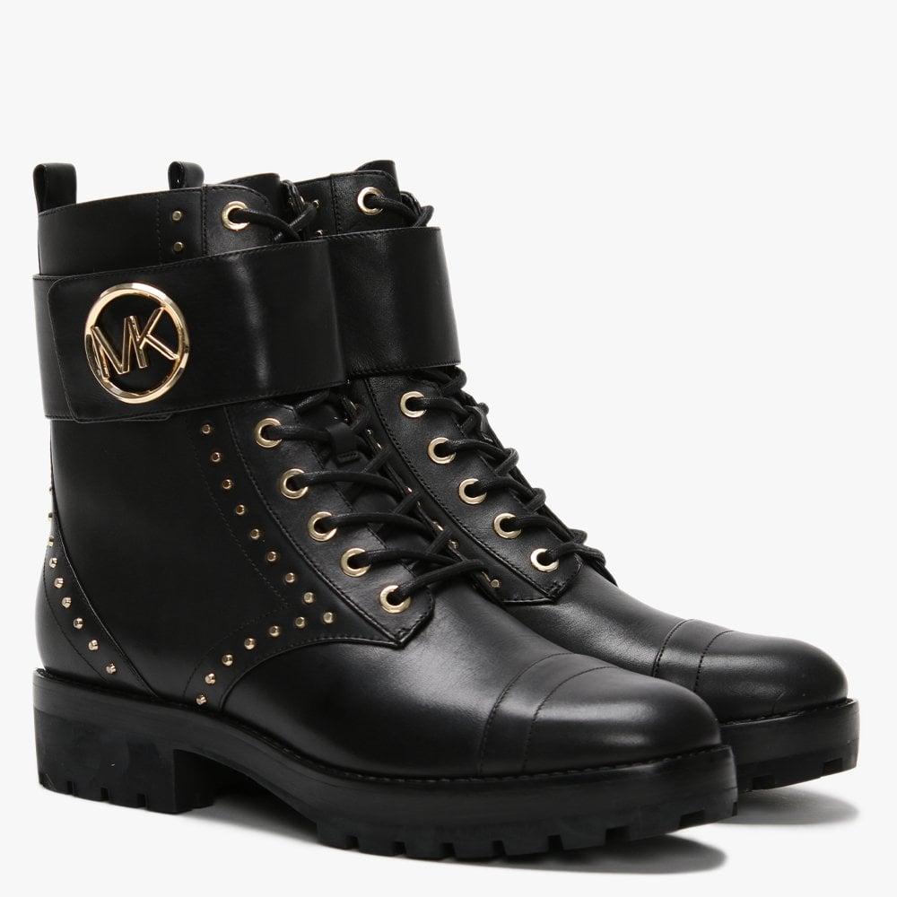 Michael Kors Tatum Black Leather Combat Boots | Lyst