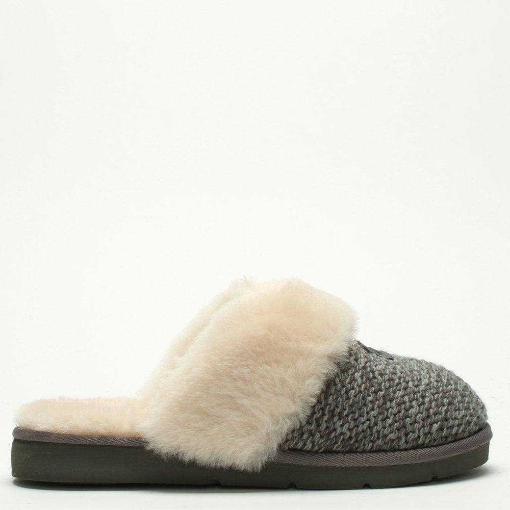 UGG Cozy Knit Charcoal Sheepskin Slippers in Gray - Lyst