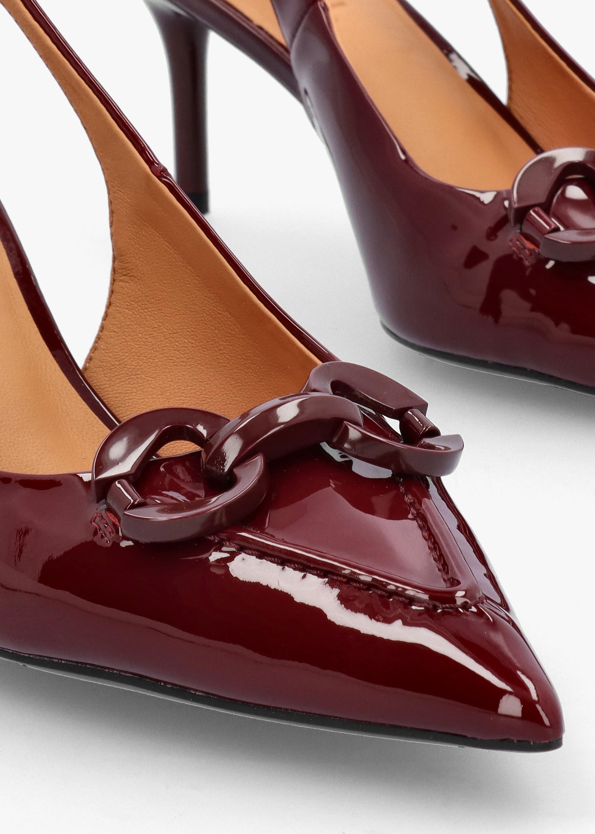 Daniel Eppie Burgundy Patent Leather Mid Heel Sling Back Shoes in