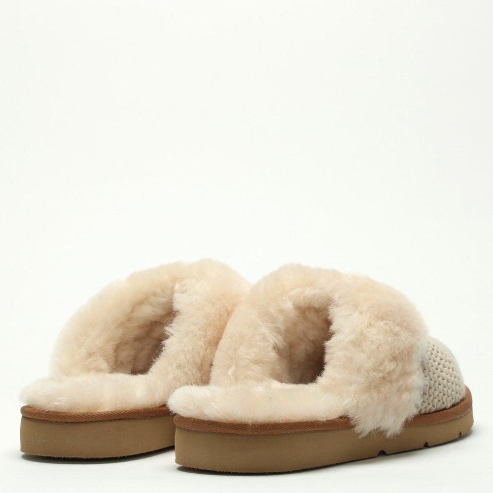 UGG Cozy Knit Cream Sheepskin Slippers in Natural Lyst