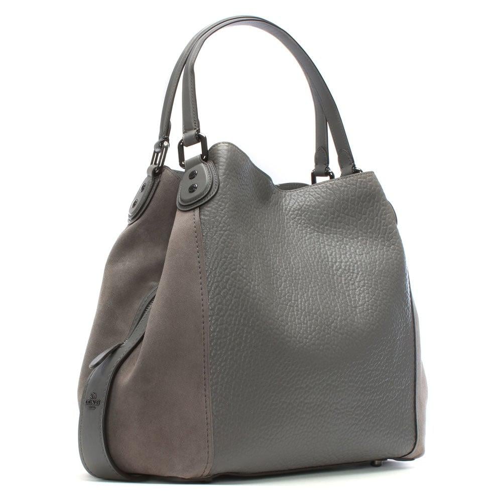 COACH Edie 42 Grey Leather Shoulder Bag in Gray - Lyst