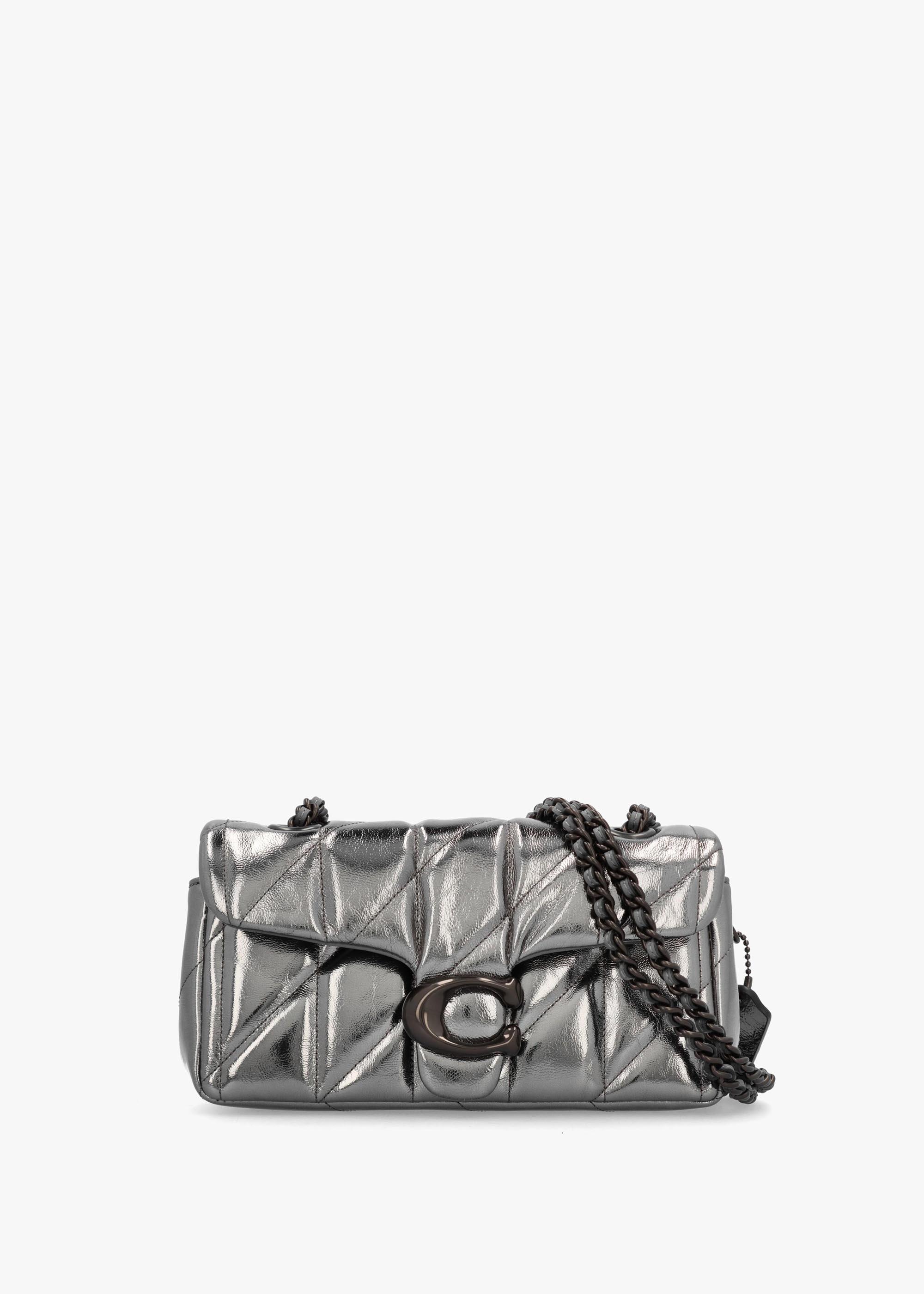 COACH Tabby 20 Quilted Anthracite Metallic Leather Shoulder Bag in