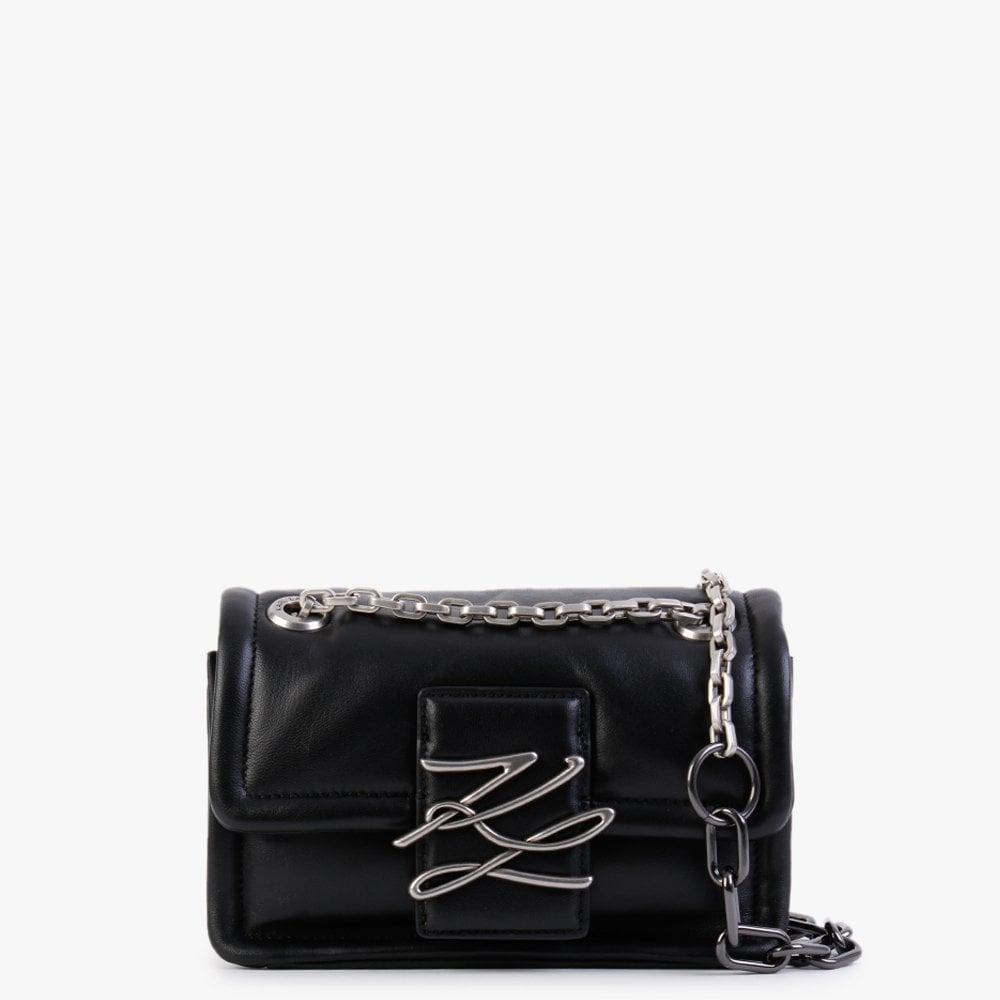 Karl Lagerfeld Autographed Soft Black Leather Crossbody Bag Lyst Canada