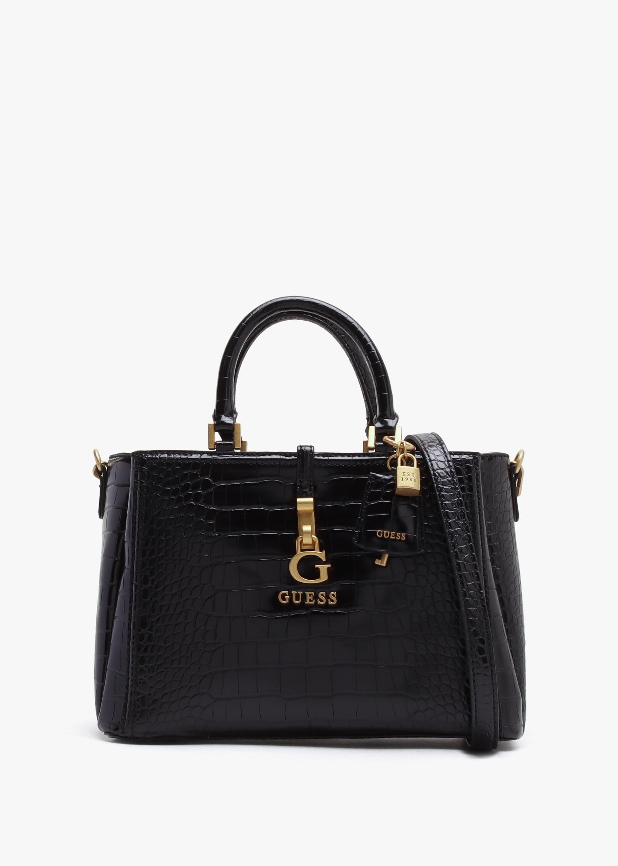 Guess James Girlfriend Black Moc Croc Satchel Bag Lyst Canada