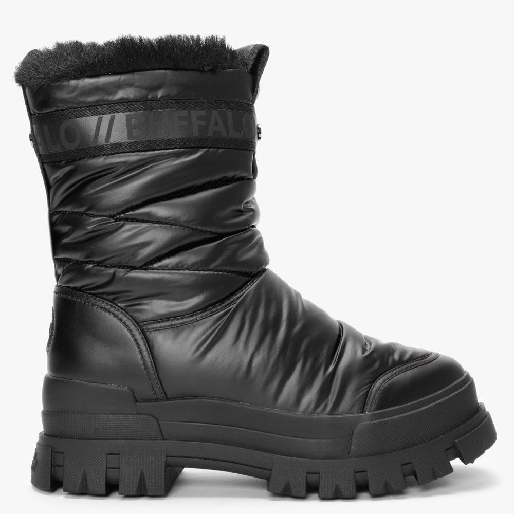 Buffalo Aspha Quilted Vegan Black Snow Boots Lyst