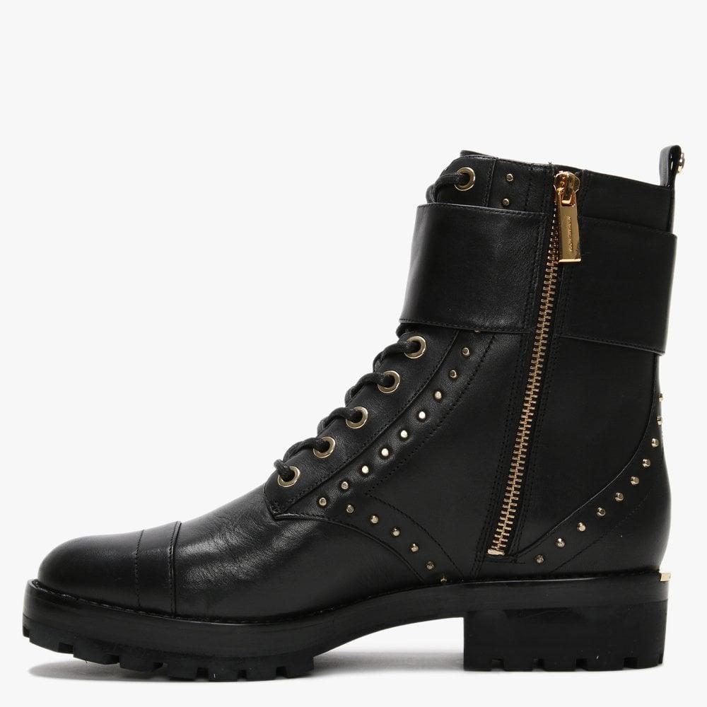 Michael Kors Tatum Black Leather Combat Boots | Lyst