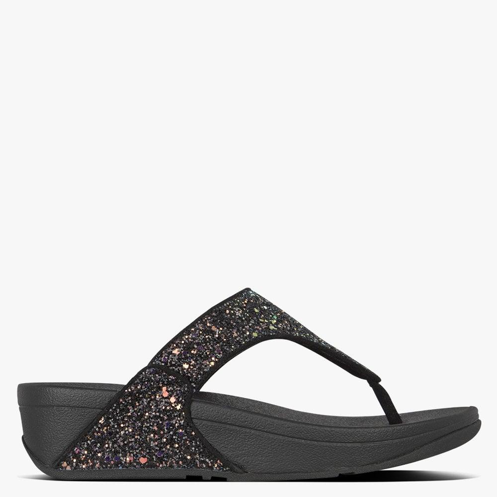 Fitflop Lulu Glitter Toe Thongs Black Mix Sandals | Lyst