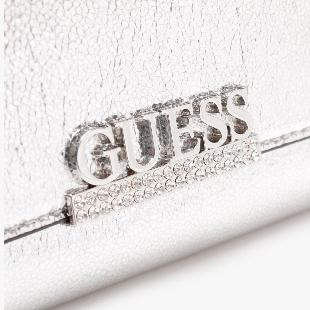 Guess Dinner Date Silver Clutch Bag in Metallic | Lyst