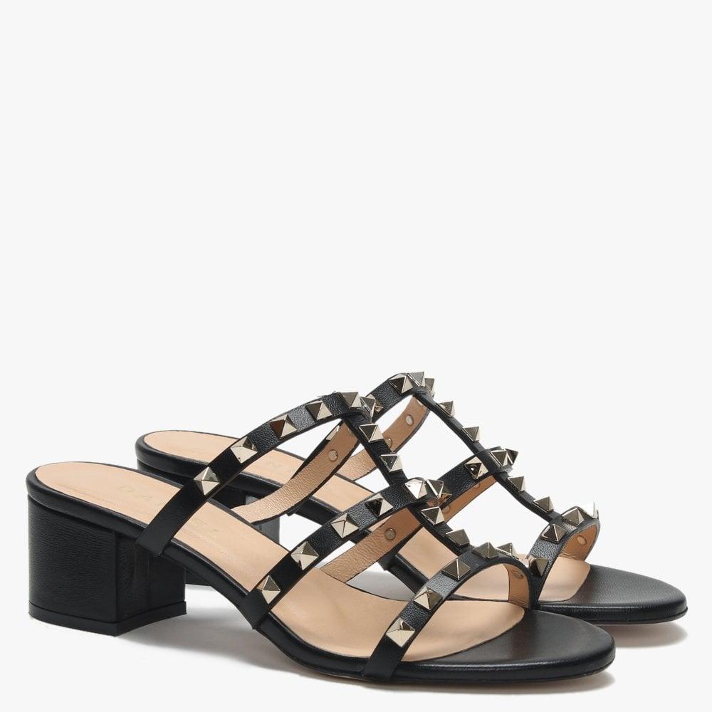 leather mules block heel