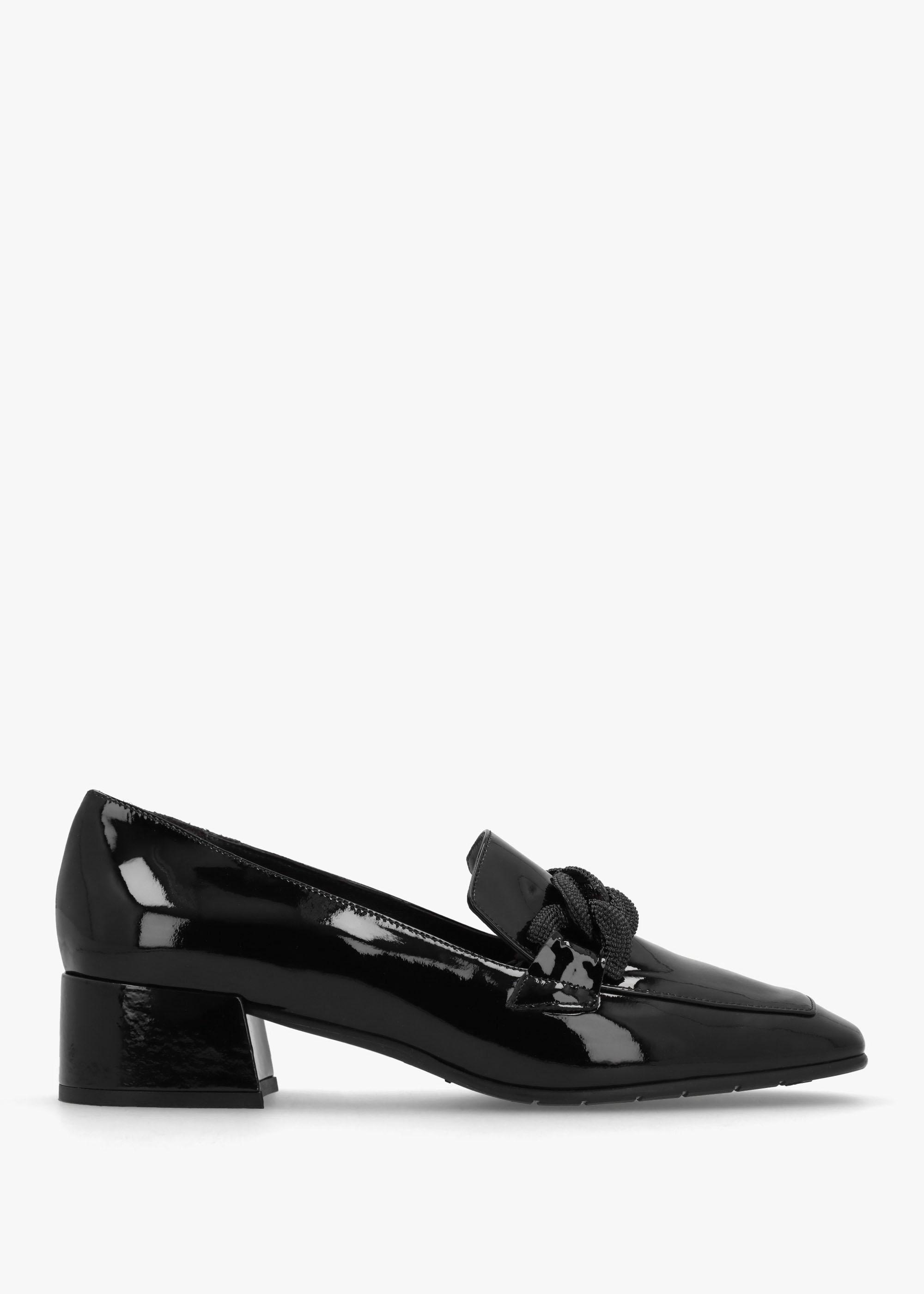 Luca Grossi Black Patent Leather Chain Link Low Heel Loafers Lyst UK