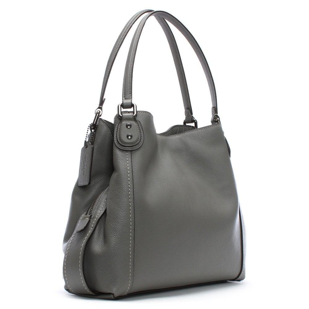 COACH Edie 31 Heather Grey Pebbled Leather Shoulder Bag in Grey Leather ...