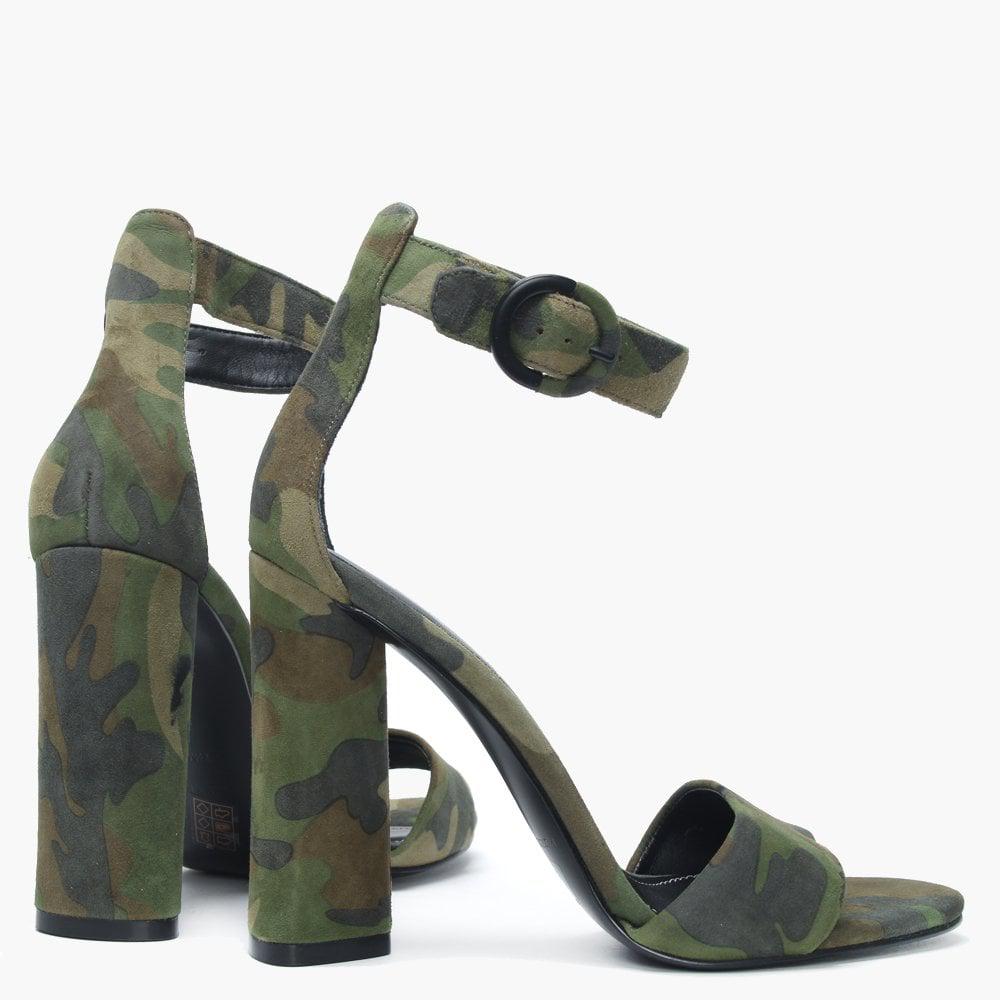 camouflage high heel sandals