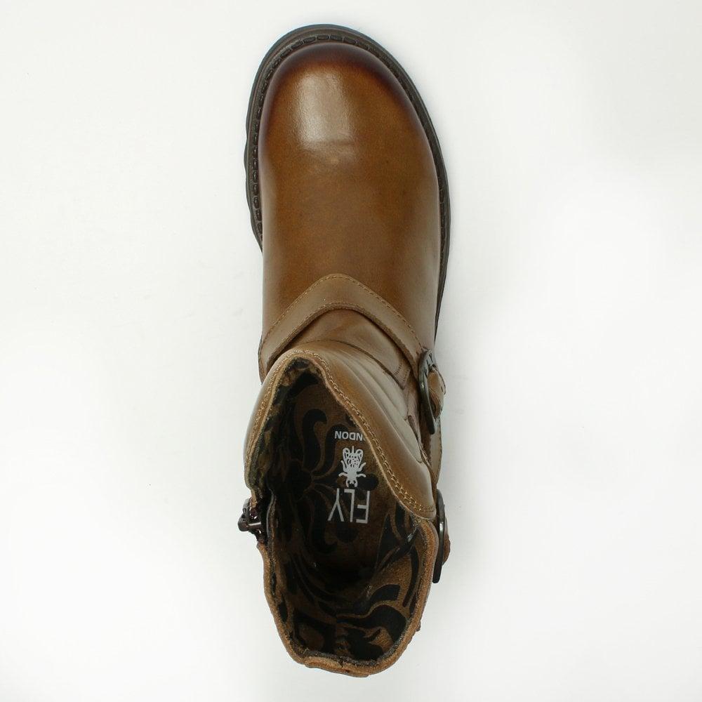 Fly London Sven Camel Leather Low Wedge 