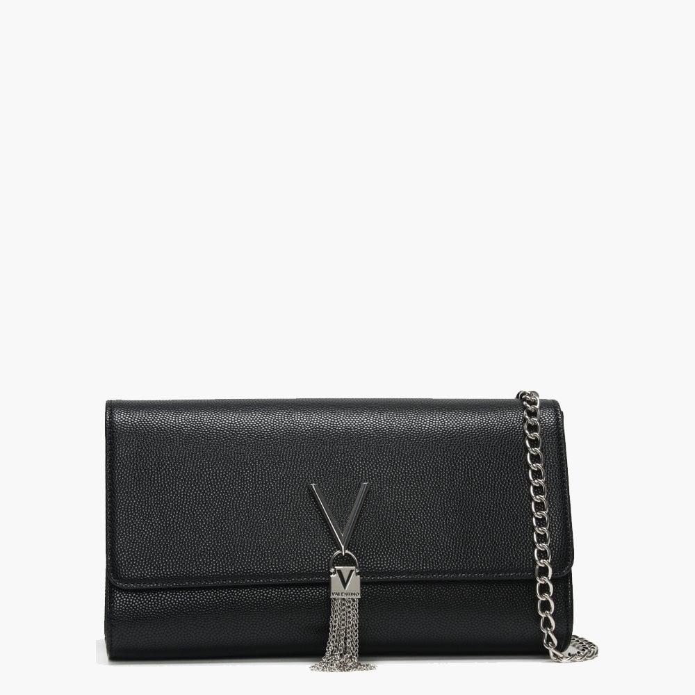 Valentino By Mario Valentino Divina Black Pebbled Clutch Bag - Lyst