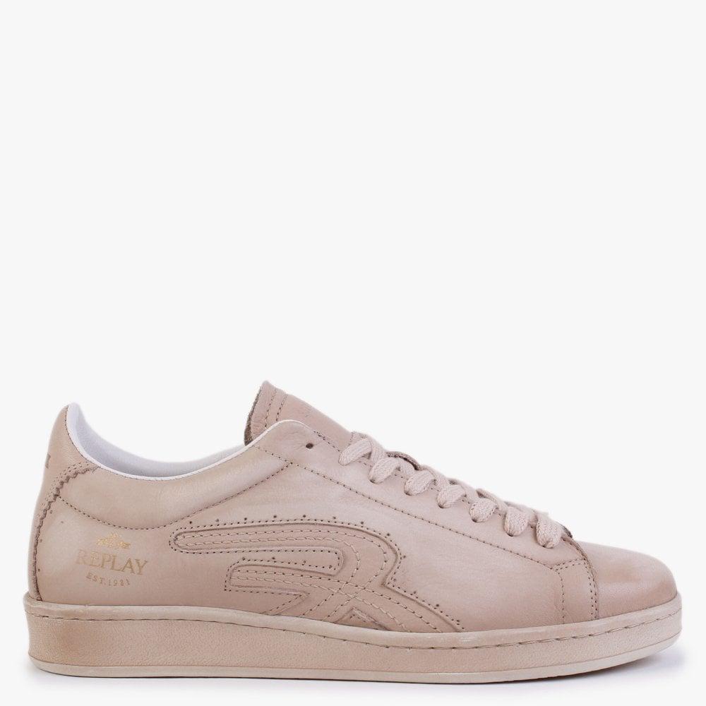nude leather trainers